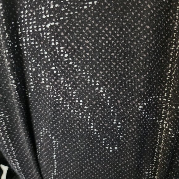 Halston Heritage Black & Silver Patterned Dress With Tie Waist & Flared Sleeves - Picture 12 of 16